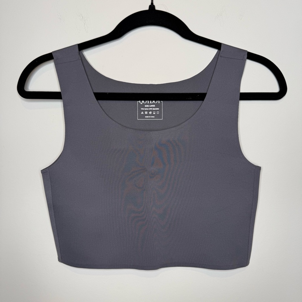 Gray Scoop Neck Cropped Tank